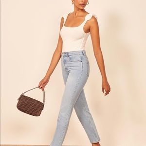 Reformation Kai Bodysuit Ribbed Cream NWT